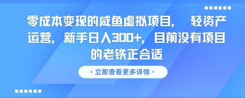 零成本变现的咸鱼虚拟项目， 轻资产运营，新手日入3张+，目前没有项目的老铁正合适-苏柒资源库