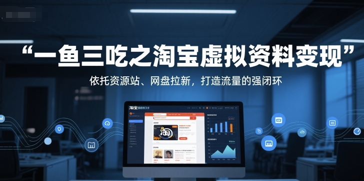 一鱼三吃之淘宝虚拟资料变现，依托资源站、网盘拉新，打造流量的强闭环-苏柒资源库