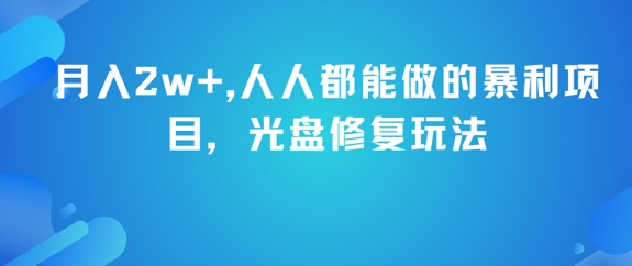 月入2w+，人人都能做的暴利项目，光盘修复玩法-苏柒资源库