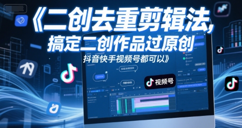 短视频二创去重剪辑法，搞定二创作品过原创，抖音快手视频号都可以-苏柒资源库
