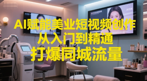 AI赋能美业短视频创作，从入门到精通，打爆同城流量，超级AI工具短视频实操落地-苏柒资源库