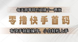 零撸快手首码,每天用零碎时间搞个一两张,有快手就能操作小白轻松上手【揭秘】-苏柒资源库
