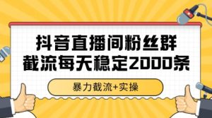 抖音直播间粉丝群暴力截流，一台电脑每天稳定2000条数据【揭秘】-苏柒资源库