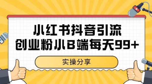 小红书抖音创业粉，小B端粉自热 日引99+的一个玩法【揭秘】-苏柒资源库