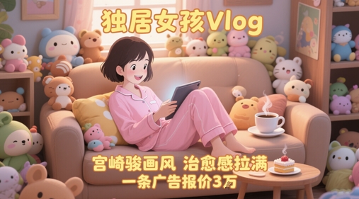 单个账号涨粉71W！用AI制作独居女孩Vlog，宫崎骏画风，治愈感拉满，一条广告报价3W-苏柒资源库