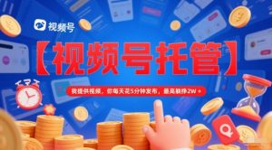 【视频号托管 】我提供视频,你每天花5分钟发布,最高躺挣2W+【揭秘】-苏柒资源库
