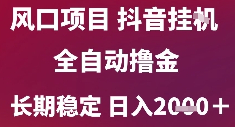 风口项目，六月最新玩法抖音无人挂G，全自动撸金，长期稳定 日入2k+【揭秘】-苏柒资源库