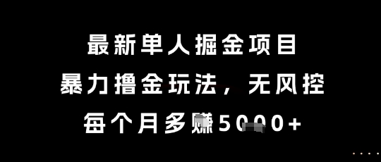 最新单人掘金项目，暴力撸金玩法，无风控，每个月多挣5k+【揭秘】-苏柒资源库