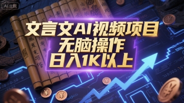 文言文AI视频项目，无脑操作，日入1K以上-苏柒资源库