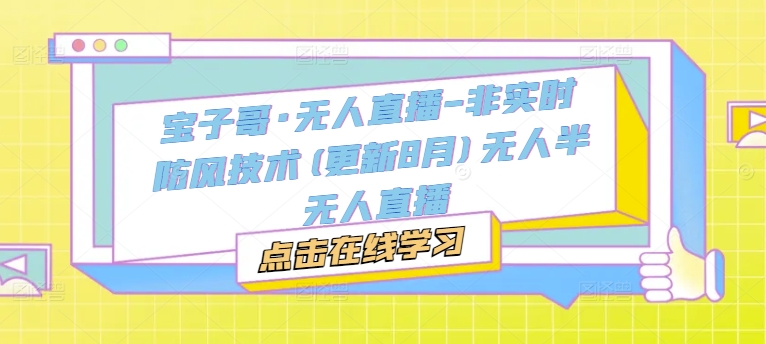 宝子哥·无人直播-非实时防风技术(更新25年6月)无人半无人直播-苏柒资源库