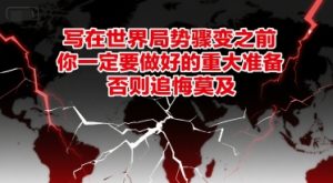 付费文章:写在世界局势骤变之前,你一定要做好的重大准备,否则追悔莫及-苏柒资源库