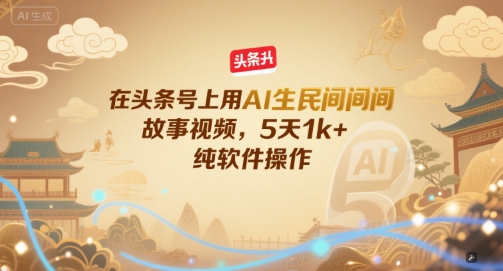 在头条号上用AI生民间故事视频，5天1k+，纯软件操作-苏柒资源库