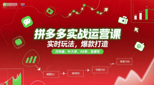 拼多多实战运营课，实时玩法，爆款打造，改销量，补大单，AB单，直播等（更新2025月）-苏柒资源库