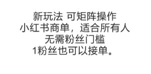 可矩阵操作,小红书商单新玩法,适合所有人,无需粉丝门槛,1粉丝也可以接单-苏柒资源库