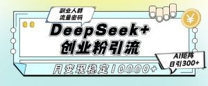 DeepSeek+创业粉精准引流,全新分享课4.0玩法,AI矩阵日引300+,多种变现方式,稳定月入1W-苏柒资源库