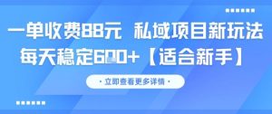 一单收费88元 私域项目新玩法 每天稳定6张+【适合新手】-苏柒资源库