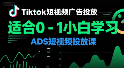Tiktok短视频广告投放，适合0-1小白学习ADS短视频投放课-苏柒资源库