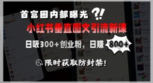 首富圈内部曝光小红书垂直图文引流新课,日吸300+创业粉,日入8张+,限时获取防封禁-苏柒资源库
