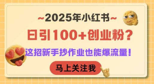 2025年小红书日引100+创业粉？这招新手抄作业也能爆流量！-苏柒资源库