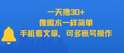 一天撸30+，像喝水一样简单，手机看文章，可多账号操作-苏柒资源库