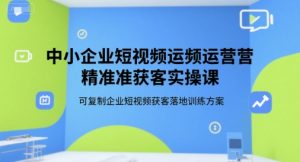 中小企业短视频运营精准获客实操课，可复制企业短视频获客落地训练方案-苏柒资源库