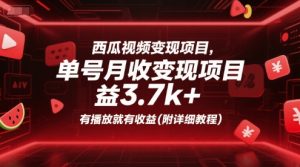 西瓜视频变现项目，单号月收益3.7k+，有播放就有收益(附详细教程)-苏柒资源库