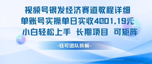 视频号银发经济赛道单账号实操单日实收1k+，小白轻松上手长期项目-苏柒资源库