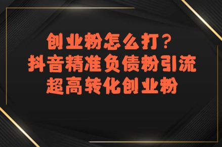 创业粉怎么打？抖音精准负债粉引流，超高转化创业粉-苏柒资源库