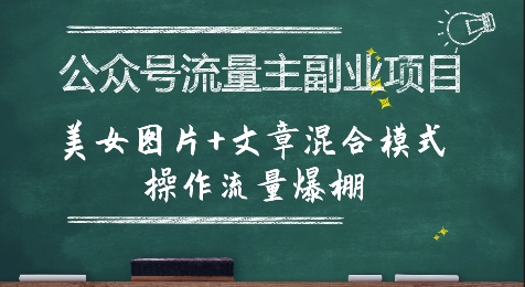 公众号流量主副业项目，美女图片+文章混合模式操作流量爆棚-苏柒资源库
