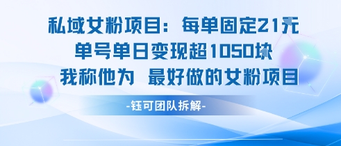 私域女粉项目：每单固定21块，单日变现超1k+，最好做的女粉项目-苏柒资源库