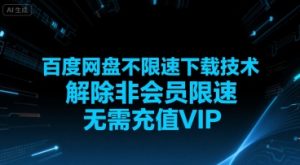 百度网盘不限速下载技术，解除非会员限速，无需充值VIP-苏柒资源库