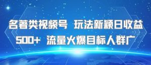 名著类视频号 玩法新颖日收益500+ 流量火爆目标人群广-苏柒资源库