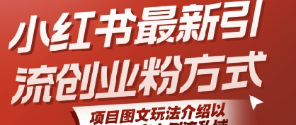 小红书最新引流创业粉方式，项目图文玩法介绍以及如何安全倒流私域-苏柒资源库