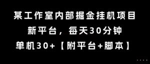某工作室内部掘金挂G项目,新平台,每天30分钟,单机30+【揭秘】-苏柒资源库