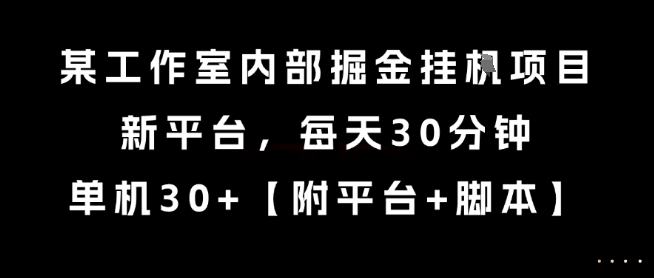 某工作室内部掘金挂G项目，新平台，每天30分钟，单机30+【揭秘】-苏柒资源库
