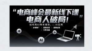 电商峰会最新线下课,电商人破局,如何用AI降本增效,AI应用-全域推广-直播运营-付费流量-苏柒资源库