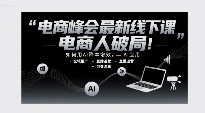 电商峰会最新线下课，电商人破局，如何用AI降本增效，AI应用-全域推广-直播运营-付费流量-苏柒资源库