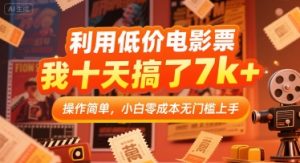 利用低价电影票,我十天搞了7k+,操作简单,小白零成本无门槛上手【揭秘】-苏柒资源库