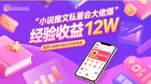 小说推文私董会大佬爆单经验分享收益12W，番茄小说每天稳定4位数收益-苏柒资源库