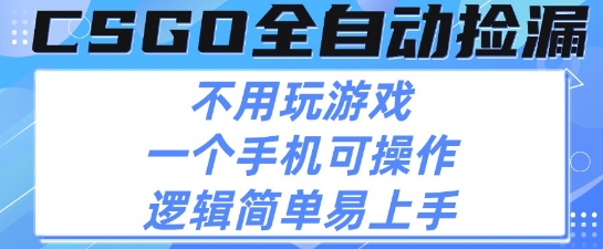 CSGO自动捡漏项目，最新独家玩法，不用挂G不用玩游戏，一个手机即可操作，新手小白轻松月入1W+【揭秘】-苏柒资源库