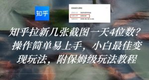 知乎拉新几张截图一天4位数？操作简单易上手，小白最佳变现玩法，附保姆级玩法教程-苏柒资源库