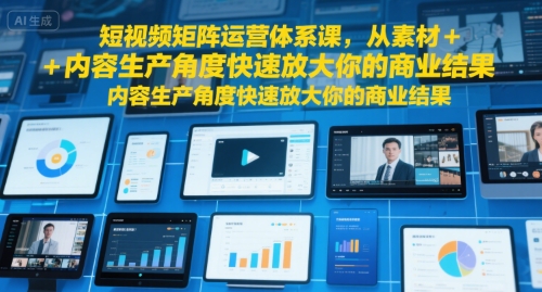 短视频矩阵运营体系课，从素材+内容生产角度快速放大你的商业结果-苏柒资源库