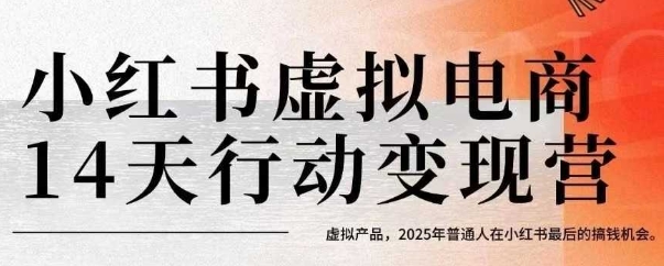 小红书虚拟电商14天变现训练营，虚拟产品，2025年普通人在小红书最后的搞钱机会-苏柒资源库