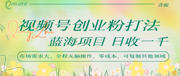 视频号创业粉打法，日入1k，蓝海项目，市场需求大，全程无脑操作，可复制-苏柒资源库