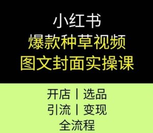 小红书爆款种草视频图文封面实操课,开店、选品、引流、变现全流程-苏柒资源库