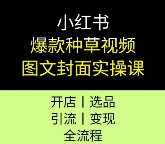 小红书爆款种草视频图文封面实操课，开店、选品、引流、变现全流程-苏柒资源库