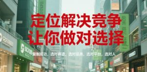 定位解决竞争,让你做对选择,复制成功,选对赛道,选对品类,选对平台,选对人-苏柒资源库