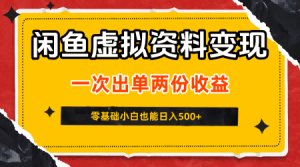 闲鱼虚拟资料新变现玩法,信息差项目,一次出单两份收益,无需囤货,可批量矩阵,零基础小白也能日入5张-苏柒资源库
