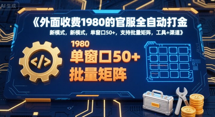 外面收费1980的官服全自动打金，新模式，单窗口50+，支持批量矩阵，工具+渠道【揭秘】-苏柒资源库