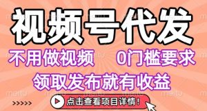 视频号代发,不用剪辑不用做视频,0门槛要求,领取发布就有收益,任务没有无上限,小白轻松上手【揭秘】-苏柒资源库